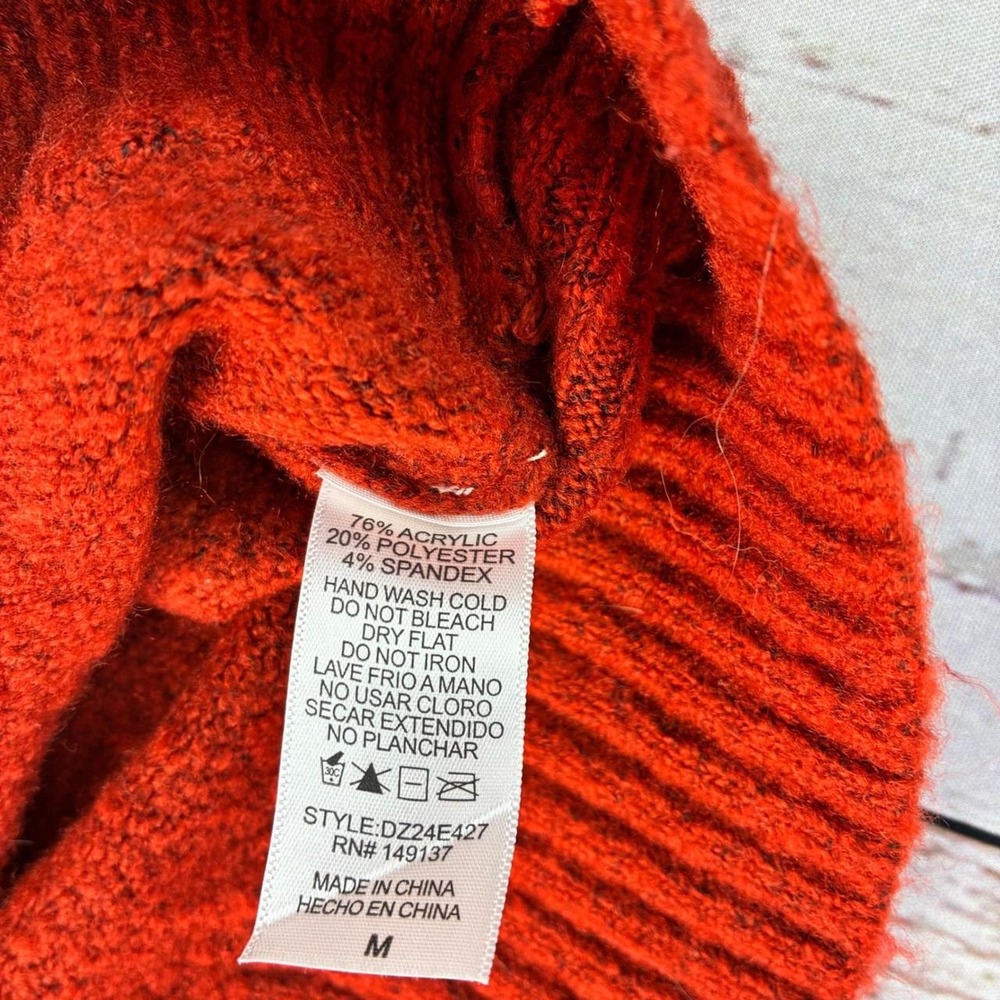 Double Zero Mystical Medium Burnt Orange Knit Crop Sweater Wide Sleeve DZ24E427 - Picture 8 of 8